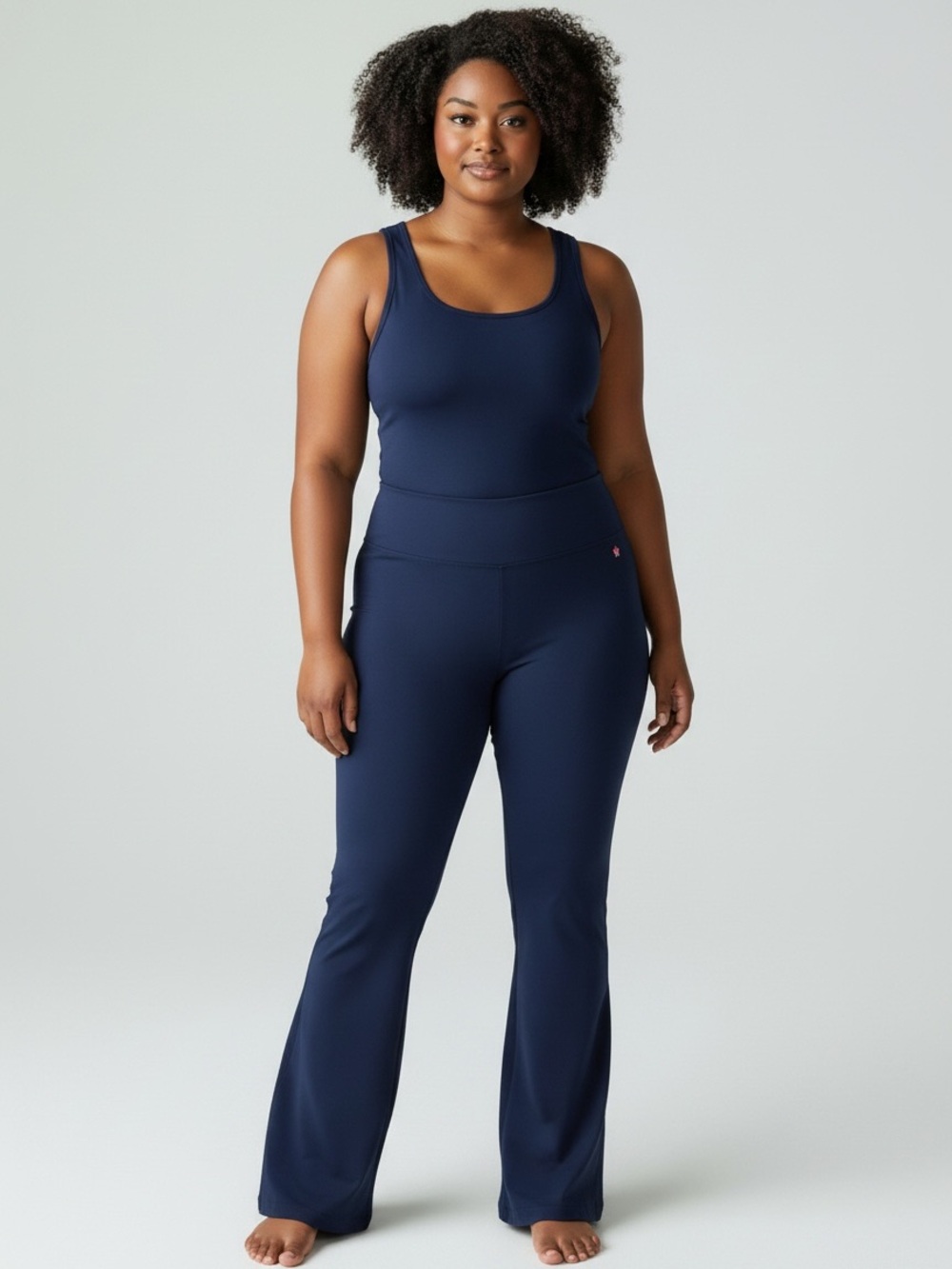 KiraGrace Navy Blue Flare Yoga Pants Womens XL Side Pockets Premium Athleisure